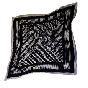 Black and White Striped Geo Square Scarf